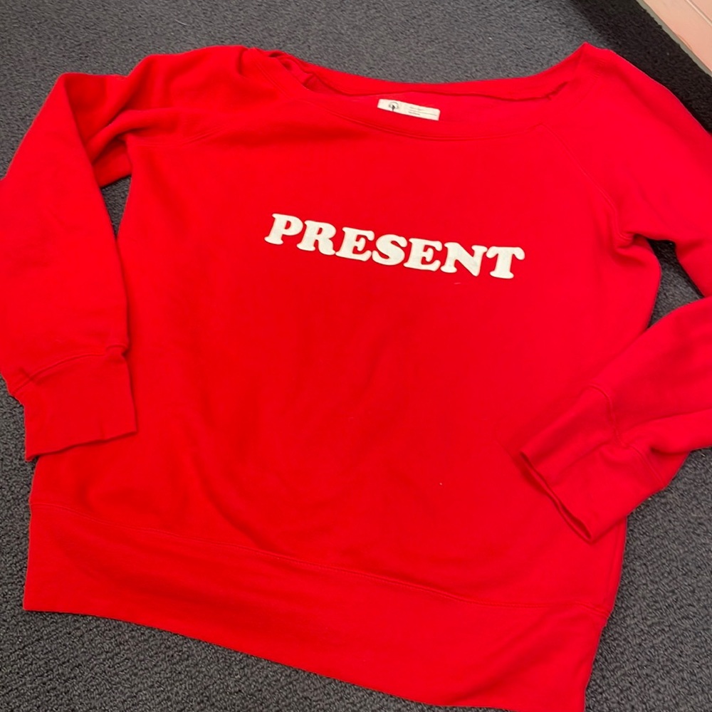 Red “present” sweatshirt